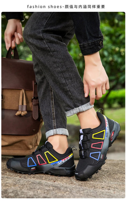 Men Cycling Shoes Outdoor Mountain Cross-Country Cycling Shoes Men Non-Slip Wear-Resistant Cycling Training Shoes Hiking Shoes