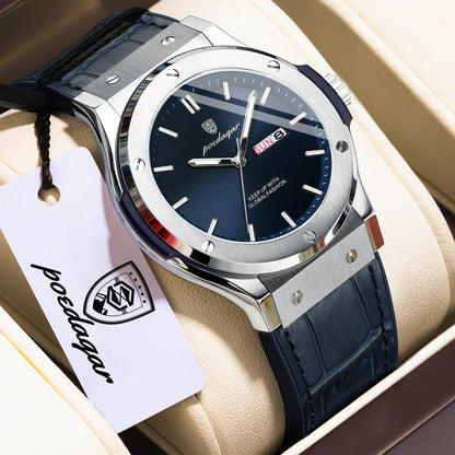 Montre pour homme POEDAGAR – Modèle original, style professionnel, étanche, bracelet en silicone, affichage de la date et du jour, mouvement à quartz, montre de luxe tendance.