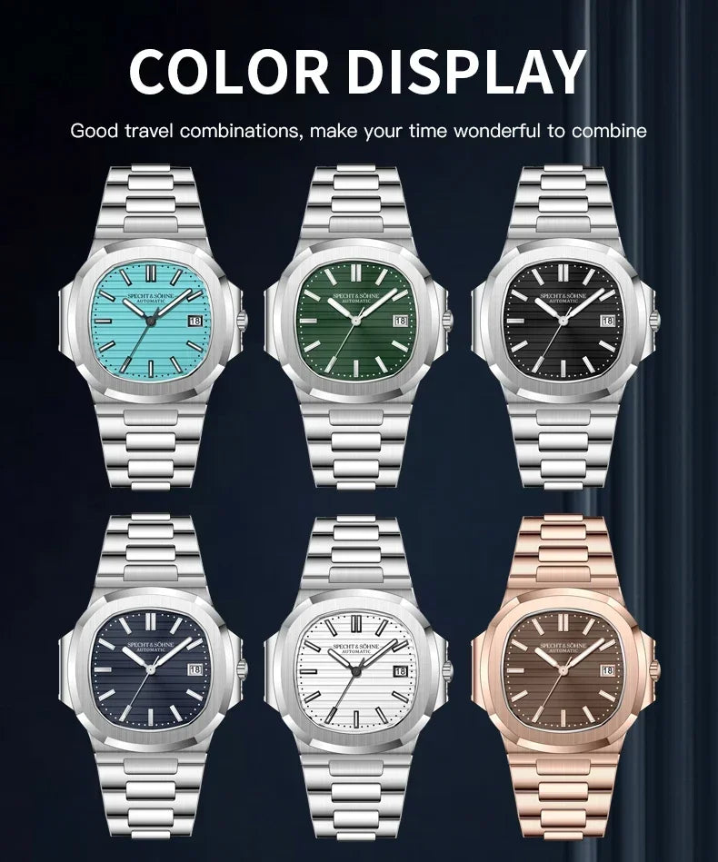 2026 New Specht & Söhne 40MM Rose Gold Men's Watch Japan Miyota 8215 Automatic Mechanical Steel Sapphire Crystal 50M Waterproof