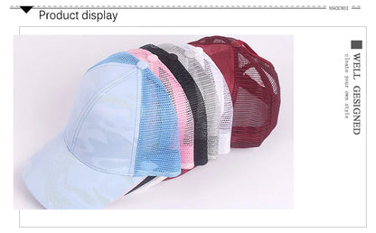 Women's Camouflage Ponytail Baseball Cap  Breathable Mesh Back  Adjustable Snapback  High Ponytail Outdoor Sports Trucker Hat