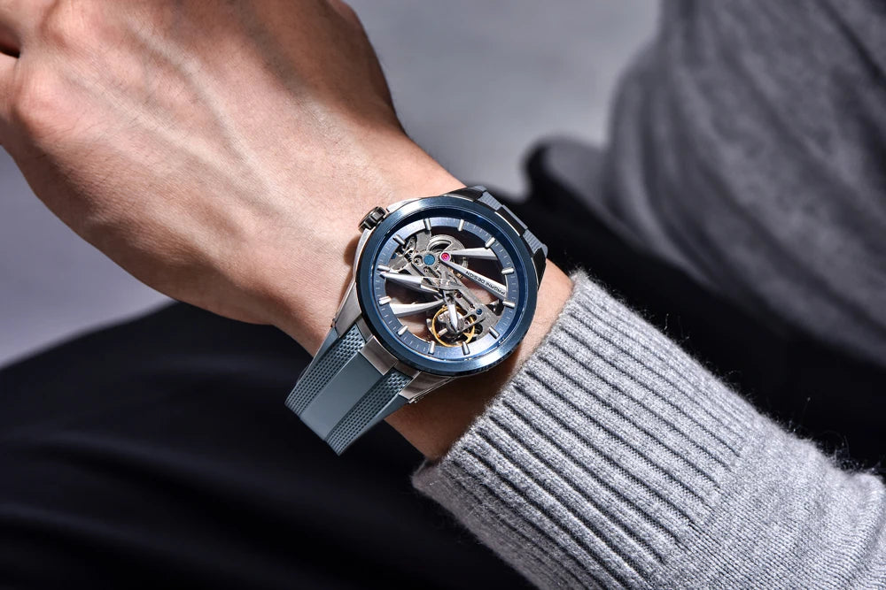 Herrenuhr PAGANI DESIGN – Mechanisches Automatik-Luxusmodell, durchbrochenes Zifferblatt, Saphirglas mit Antireflexbeschichtung, wasserdicht, leuchtende Zeiger – Geschenkidee für Herren