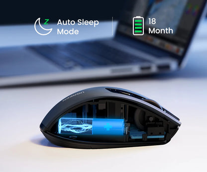 Mysz bezprzewodowa UGREEN Bluetooth 5.0, ergonomiczna, 4000DPI, 6 cichych przycisków, do MacBooka, tabletu, laptopów, komputera PC, 2.4G