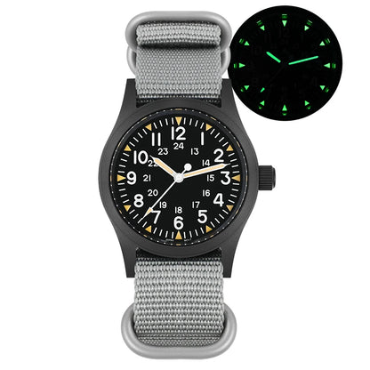 Militado ML05 Vintage Field Watch  VH31 Sweep Quartz Movement, Domed Sapphire Crystal, 38mm, Luminous & 100M Waterproof