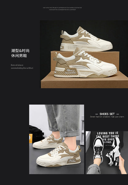Pantofi sport noi de toamnă pentru bărbați, pantofi confortabili cu platformă pentru bărbați, tendință 2023, pantofi vulcanizați cu șireturi, sneakers casual albi, zapatillas