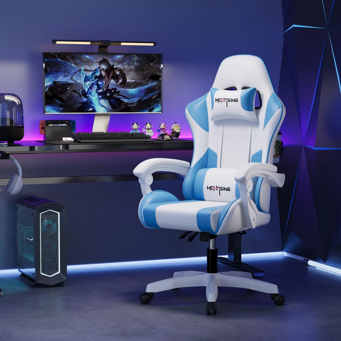 Ergonomická moderní otočná židle pro kancelář i domov – e-sportovní herní židle s kolečky v otočném stylu, počítačová herní židle