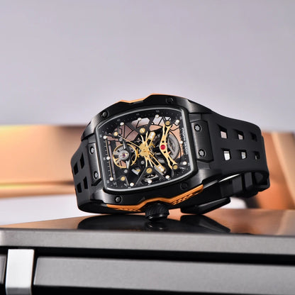 PAGANI DESIGN 42 mm-es új Alien modell, átlátszó hátlapos, átlátszó szerkezetű luxus férfi karóra, zafírüveges, automata férfi karóra