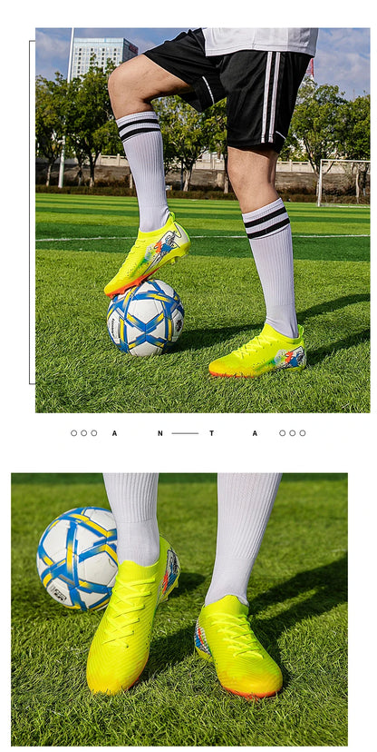 New Men Soccer Shoes FG Non-Slip Long Spikes Football Boots Soccer Cleats Training Shoes Match Ultralight Outdoor Drop Shipping