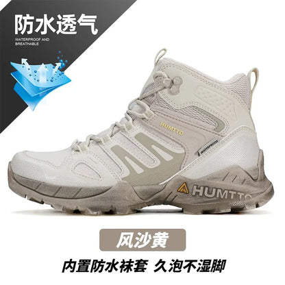 HUMTTO Buty trekkingowe męskie wodoodporne buty myśliwskie taktyczne pustynne buty bojowe za kostkę do trekkingu dla mężczyzn i kobiet ciepłe skórzane sneakersy