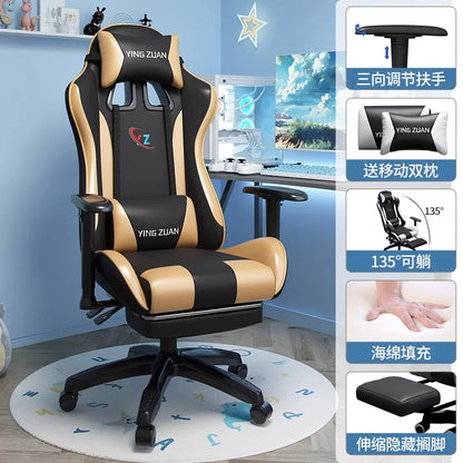 Herní židle Počítačová židle Pohodlné polohovací sedadlo Game LIVE Na kolej, pro studenty i domácnost Ergonomie pro dlouhé sezení