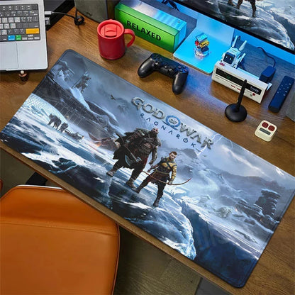XXL egérpad God of War íróasztali szőnyeg játékos kiegészítők billentyűzet számítógépes egérpad játékosok számára nagy méretű PC-szekrény irodai asztal szőnyeg