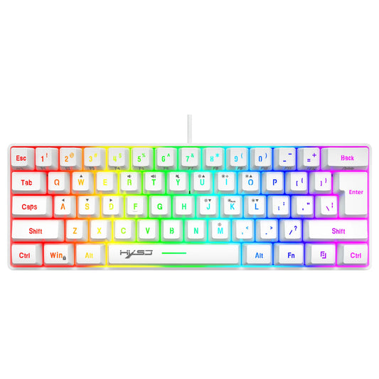 Nuevo mini teclado gaming con cable, teclado de membrana delgado de 61 teclas, brillo RGB táctil y múltiples combinaciones de teclas rápidas, apto para gaming y oficina