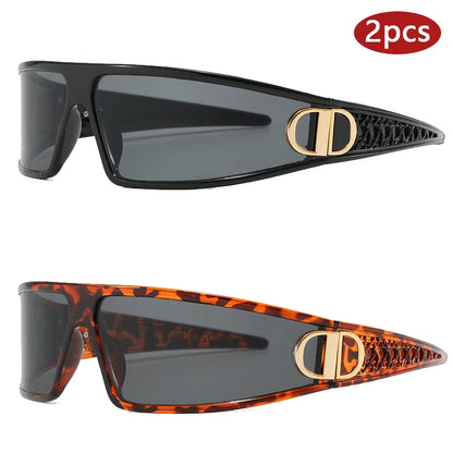 2pcs Luxury Headband Sunglasses Internet Celebrity Personalized Street Photography Concave Styling Outdoor UV Resistant Glasses