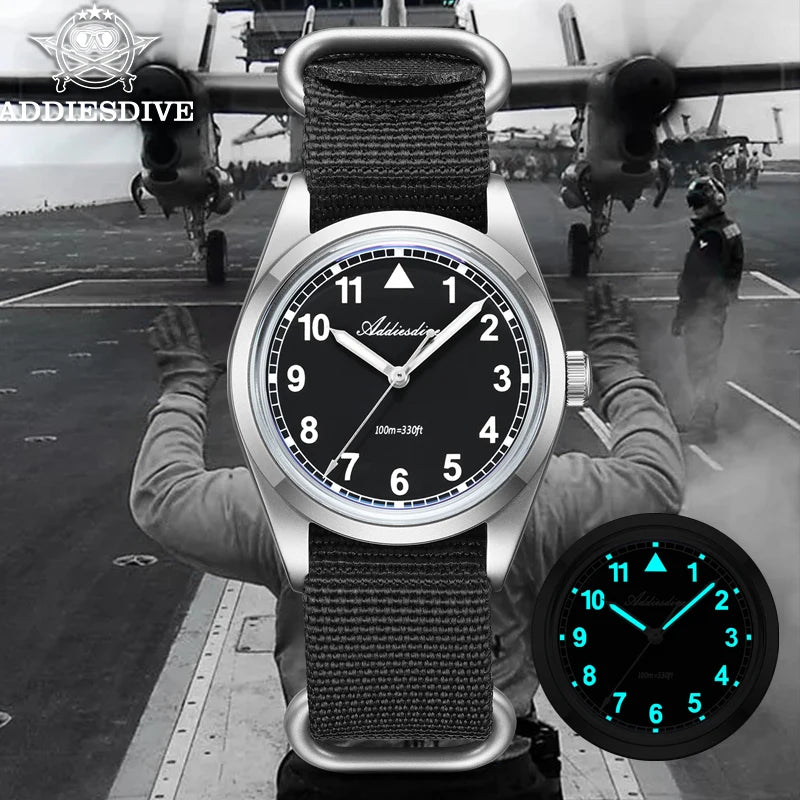 ADDIESDIVE luxus kvarc karóra férfiaknak, új, 36 mm-es, AR-bevonatú buboréküveggel, AD2079, világító, 100 m-es vízállóság, rozsdamentes acél, férfi ajándék