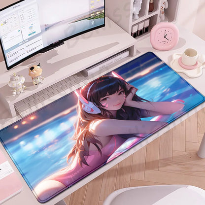 Accessori gaming O-Overwatch D-D.va Tappetino mouse grande Tappetino per tastiera e mouse PC Scrivania XXL Tappetini estesi Gamer Mausepad