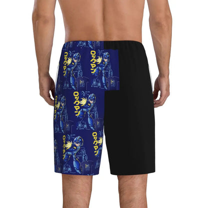 Custom Megaman Video Game Mega Man Short Pajama Pants Men Sleepwear Sleep Lounge Bottom Shorts Sleeping Pants