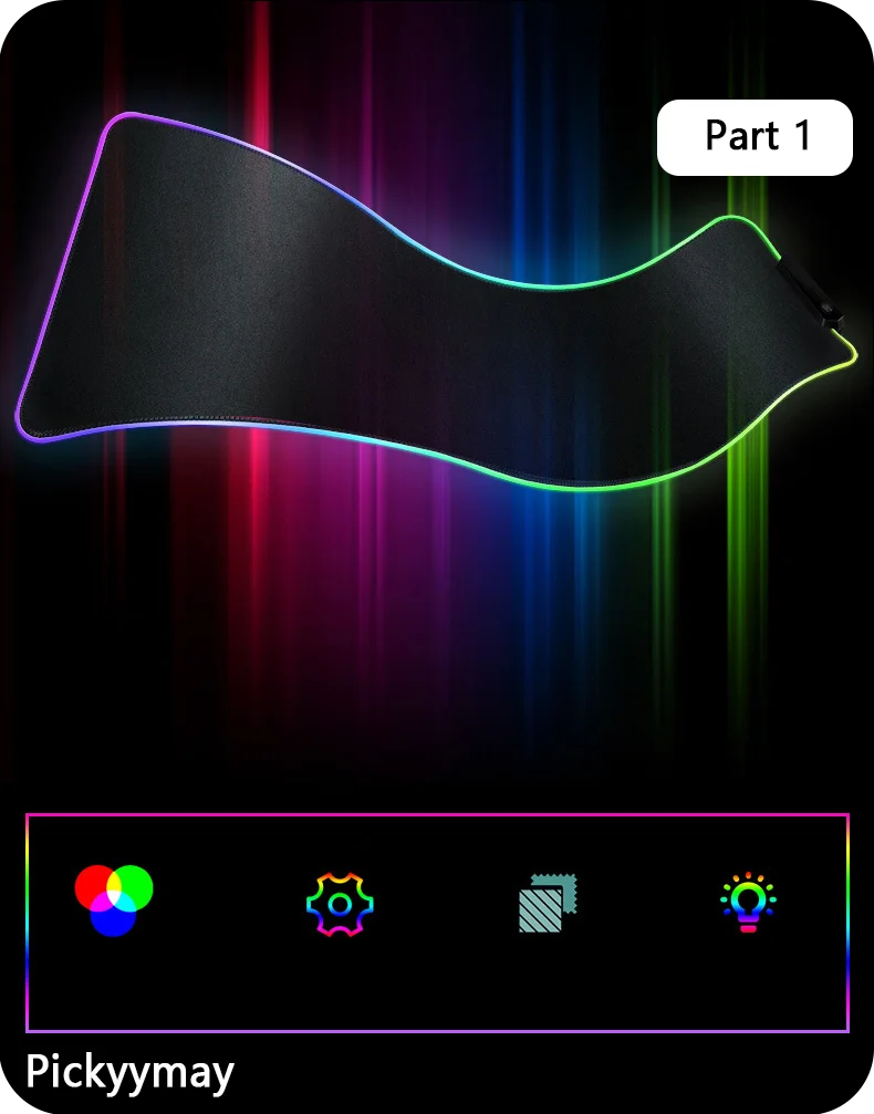 Velika RGB podloga za gaming miš, LED podloga za miš, gamerska podloga za stol, podloga za PC stol, RGB podloga za tipkovnicu XXL 90x40cm