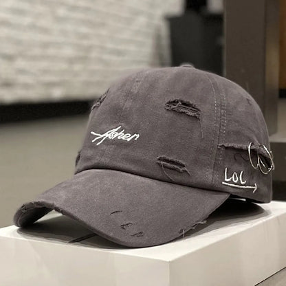 Șepci de baseball unisex Asher cu broderie, cu găuri și inel metalic, reglabile, pentru activități în aer liber, de primăvară și toamnă, casual, cu protecție solară