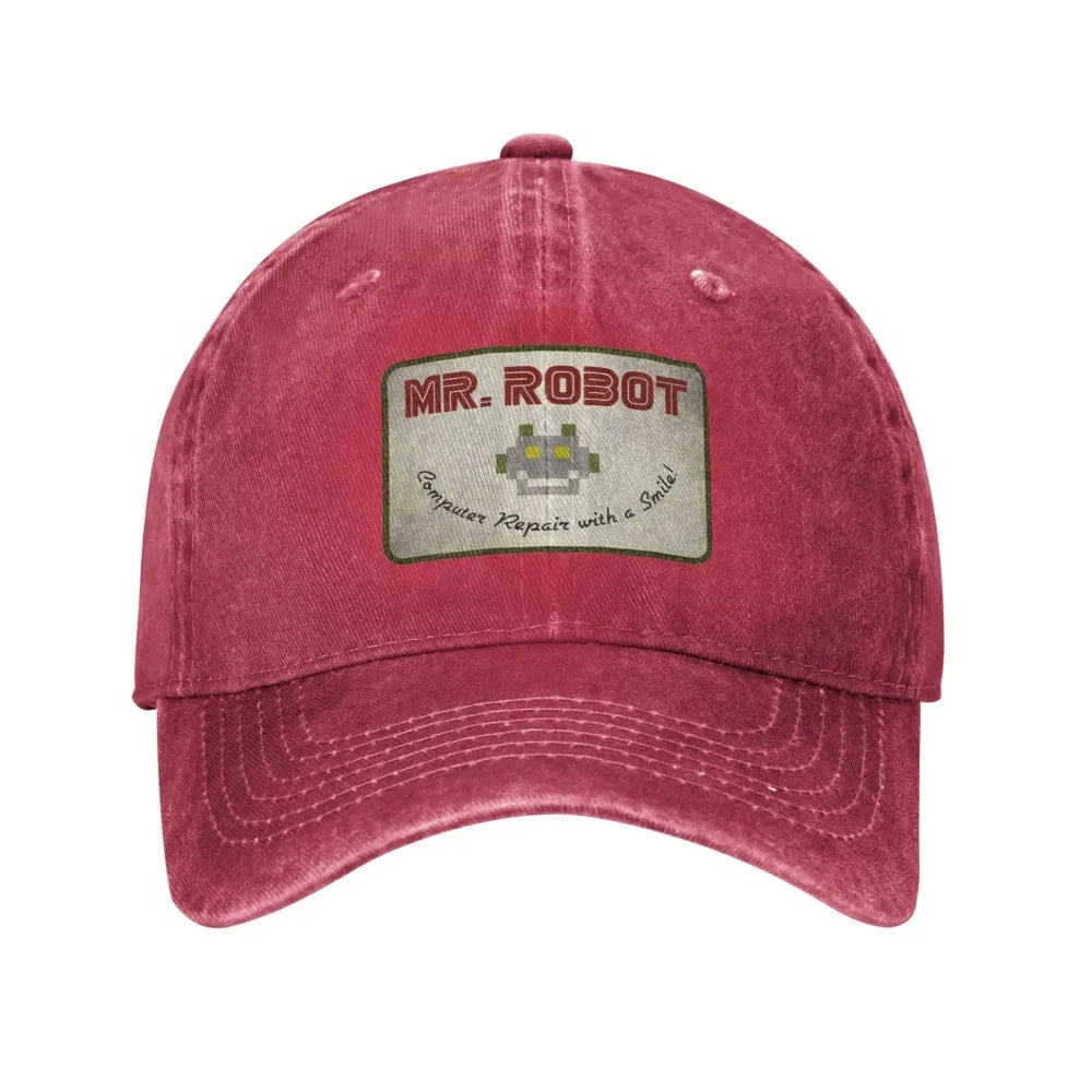 Czapki baseballowe dla mężczyzn z nadrukiem „Computer with Sourires”, „Anime”, „Funny”, „Mr Robot”, „Custom”, „Retro Cowboy” i „Washed” – dżinsowe czapki przeciwsłoneczne w stylu hip-hopowym