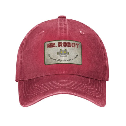 Czapki baseballowe dla mężczyzn z nadrukiem „Computer with Sourires”, „Anime”, „Funny”, „Mr Robot”, „Custom”, „Retro Cowboy” i „Washed” – dżinsowe czapki przeciwsłoneczne w stylu hip-hopowym