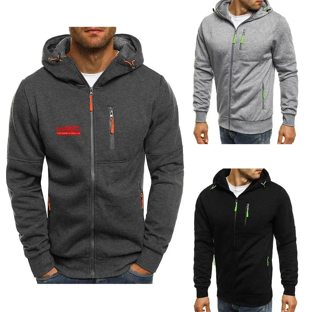 New Spring Autumn Men's World Rally Championship WRC Logo Printing Fashion Hooded Streetwear Casual Zipper High Quality Hoodies, Produit gaming premium Fraquane