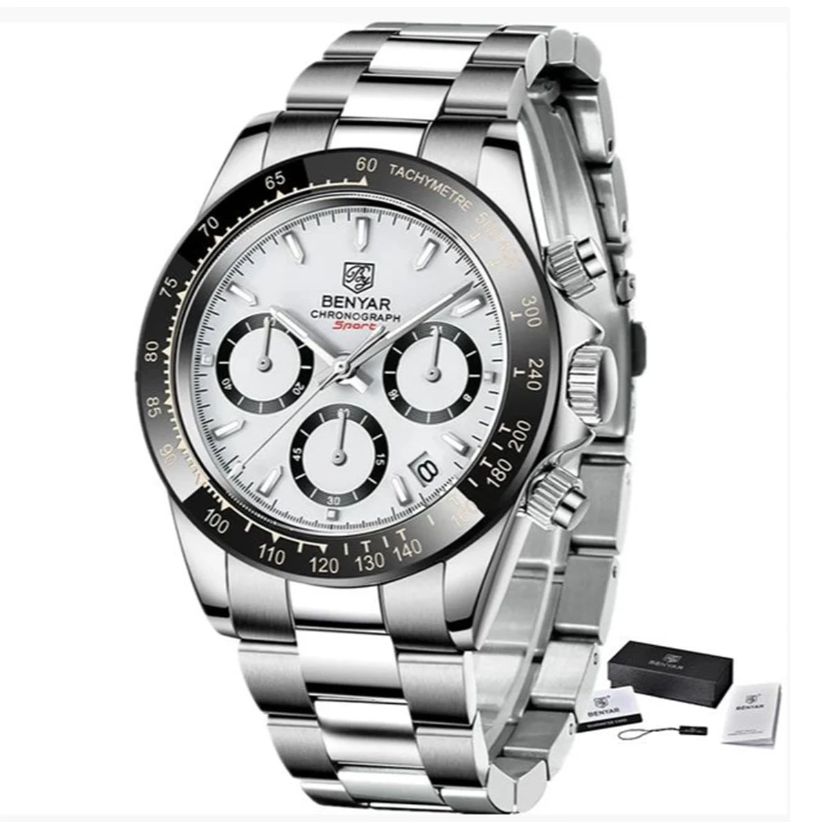 BENYAR Men’s Watches – Luxury chronograph, sporty design, water-resistant, stainless steel, quartz movement