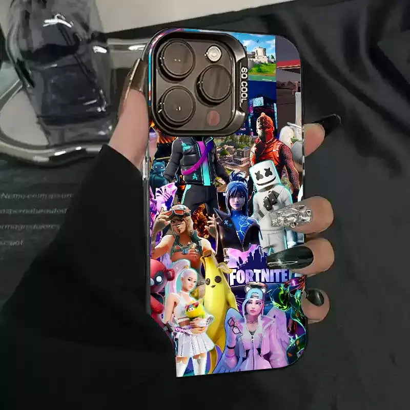 1 ks herní pouzdro F-fornite na telefon, pouzdro na telefon IMD, stříbrný kryt pro iPhone 16 15 14 13 12 11 Pro Max Plus