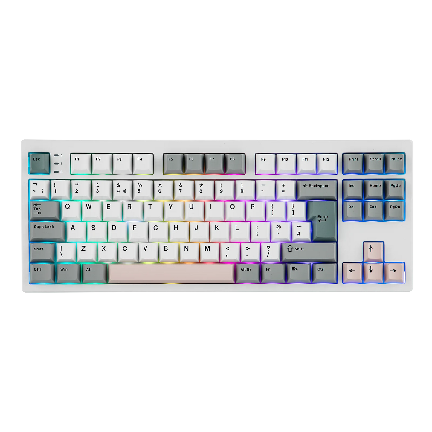 Teclado mecánico EPOMAKER TH87 con distribución ISO-UK TKL, con cable/BT/inalámbrico 2.4Ghz, NKRO, batería de 10000mAh y luz RGB