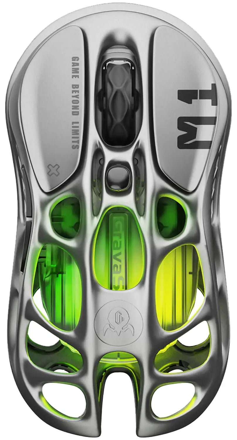 GravaStar Mercury M1 Pro belaidė žaidimų pelė 26000DPI laidinė / 2.4GHz / Bluetooth GLOWSYNC RGB
