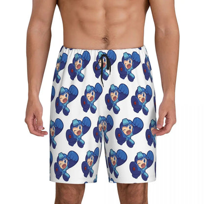 Custom Megaman Video Game Mega Man Short Pajama Pants Men Sleepwear Sleep Lounge Bottom Shorts Sleeping Pants
