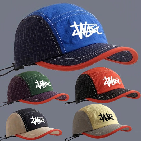 2025 New Short Brim Hat Men's Color Block Summer Lightweight Quick-Dry Five-Panel Baseball Cap Outdoor Running Sports Visor