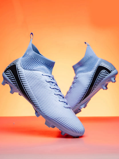 Chaussures de football pour adultes débutants AG FG, tige extensible en PU, coussin en TPU, crampons longs antidérapants, durables, pour entraînement sur gazon, niveau d'entrée