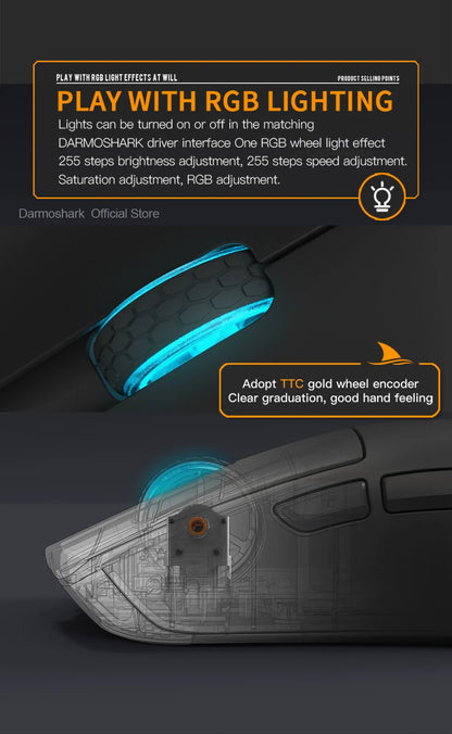 Геймърска мишка Darmoshark M3Pro 2.4G BT безжична Tri-Mode, сензор PAW3395, N52840, 26000DPI, за голяма ръка, макро драйвер, мишка за игри