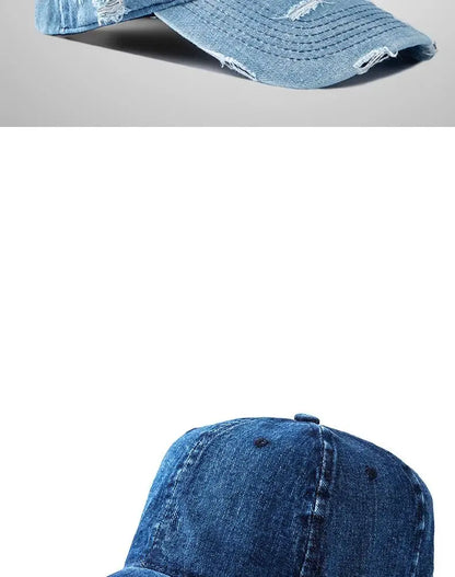 Gorra de béisbol de denim lavado para mujer y hombre, con visera, transpirable, para primavera y verano, gorra vintage con cierre a presión para mujer