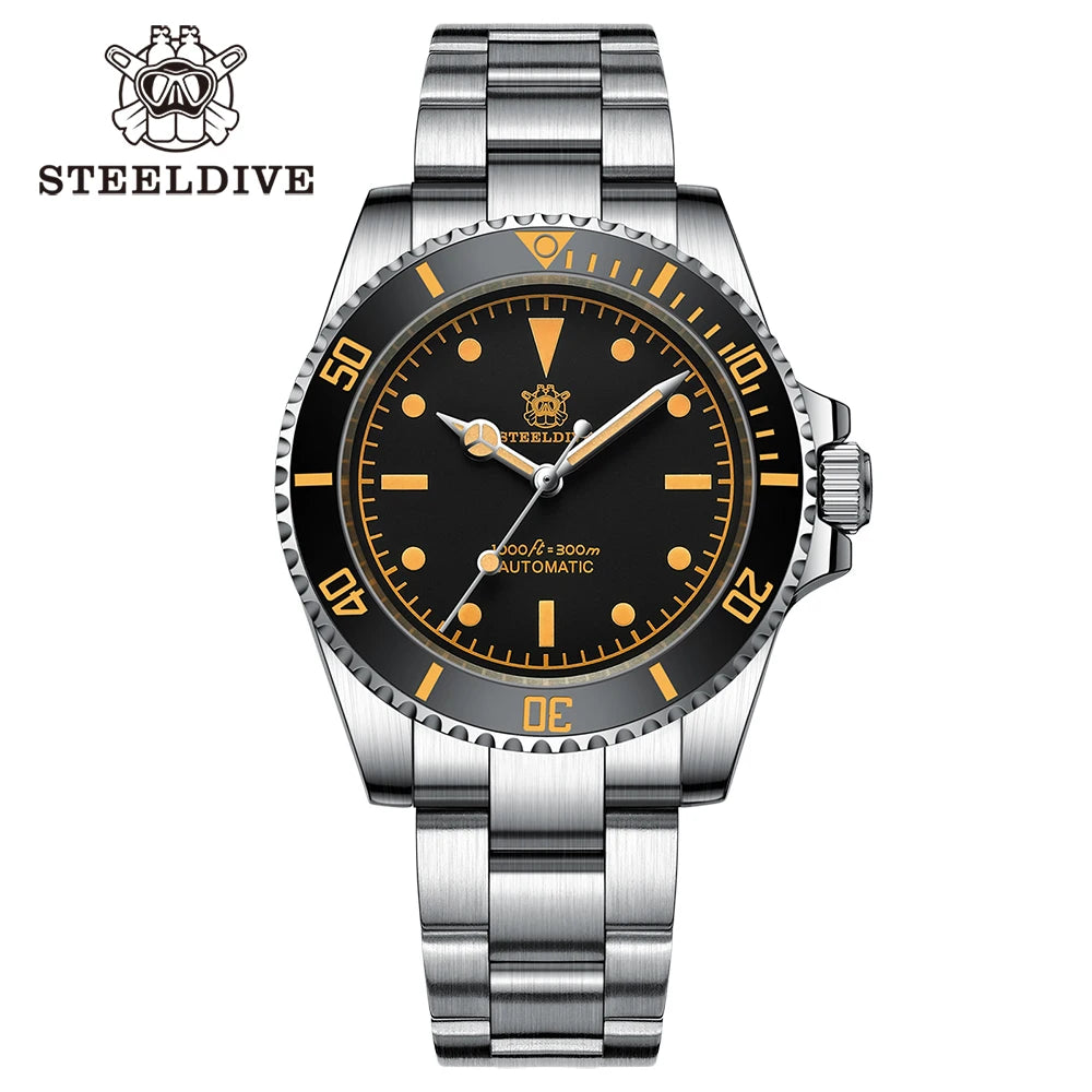 STEELDIVE SD1954V Ceramic Bezel 41MM Stainless Steel Case 300M Waterproof Vintage Luminous NH35 Automatic Mens Dive Watch