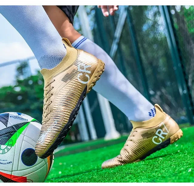 Kinder-Fußballschuhe mit Zehenschutz gegen Stöße, Schnürverschluss, kurzen rutschfesten Stollen, strapazierfähig und atmungsaktiv, für Outdoor-Spiele auf Rasen