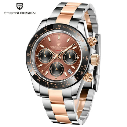 PAGANI DESIGN men’s chronograph watch – Luxury quartz wristwatch, luminous and water-resistant.