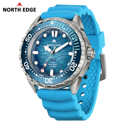 NORTH EDGE NEW+ TRITON-TI titán napelemes búváróra, luxus kvarc karóra férfiaknak, 300 m vízállóság, 180+ napos üzemidő