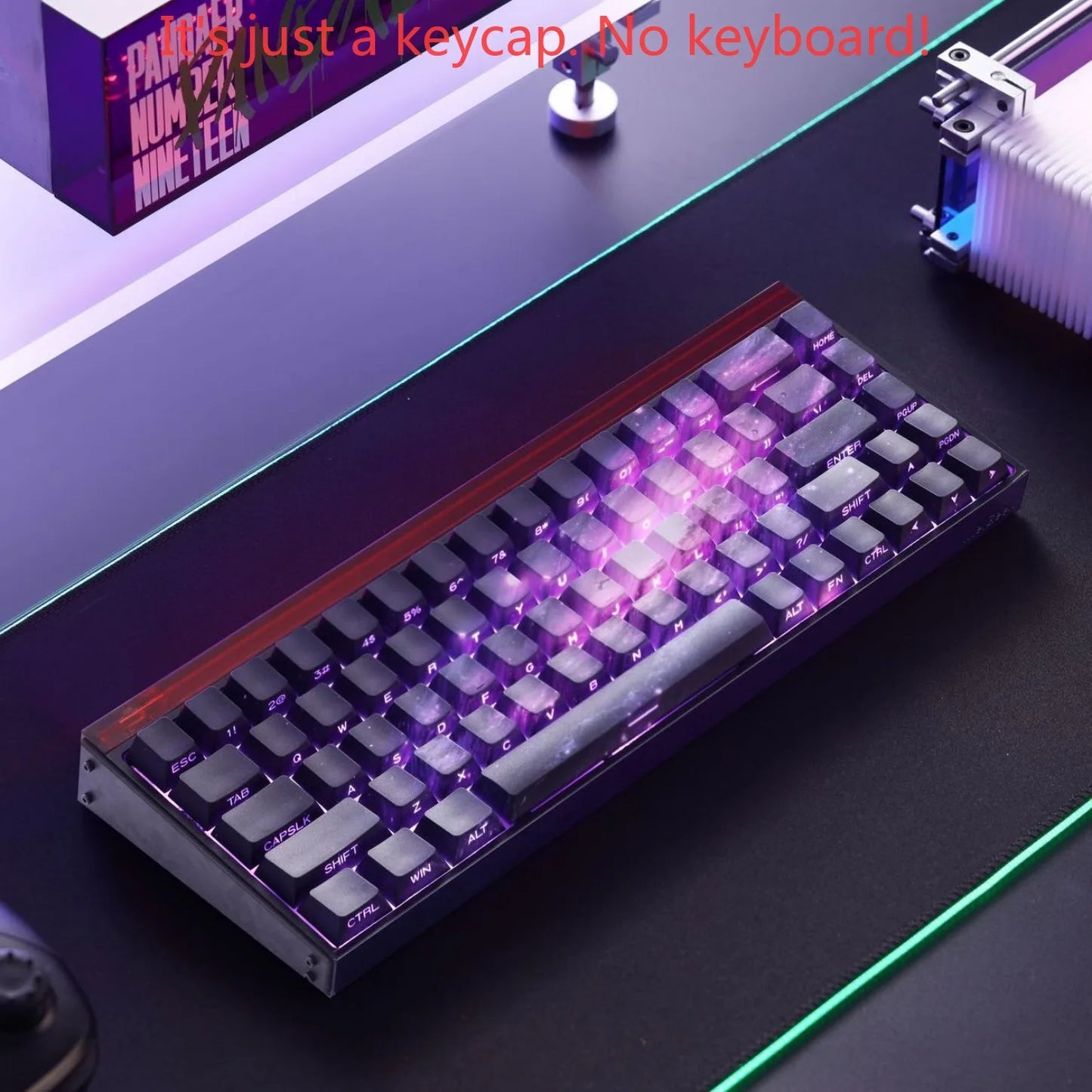 Teclas PBT transparentes con degradado galaxia morado y grabado lateral, 135 teclas, compatibles con teclado mecánico de 60/64/84/98/108 teclas