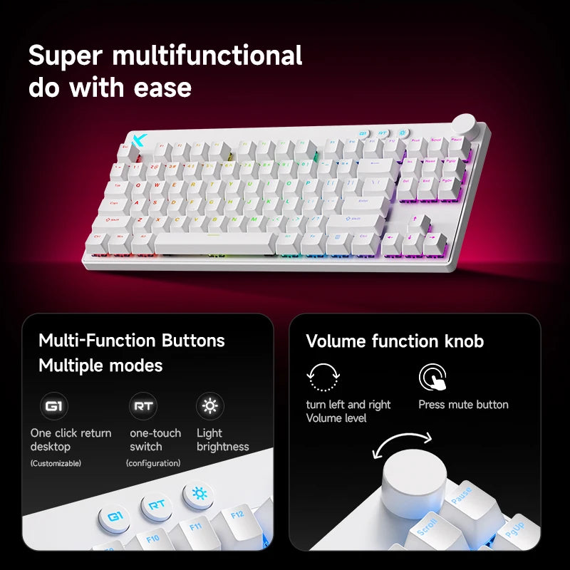 Mchose Mix87 Magnetic Switch Keyboard Wired Gaming Keyboard 8K+256K Esport 0.08ms Low Latency E-Sports Custom Gamer Accessories