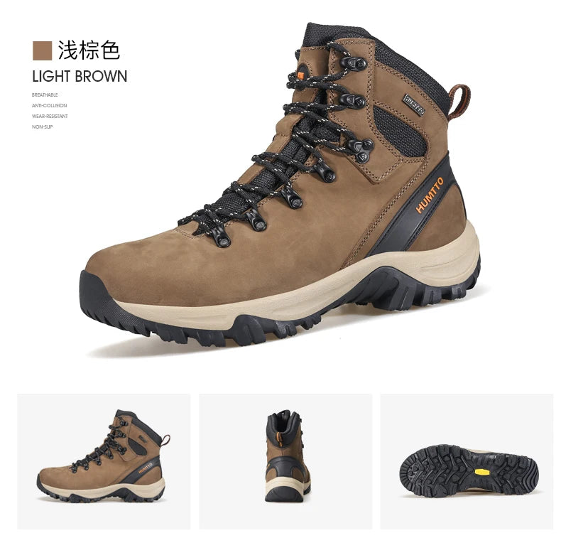 HUMTTO Buty trekkingowe męskie wodoodporne buty myśliwskie taktyczne pustynne buty bojowe za kostkę do trekkingu dla mężczyzn i kobiet ciepłe skórzane sneakersy