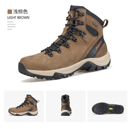 HUMTTO Buty trekkingowe męskie wodoodporne buty myśliwskie taktyczne pustynne buty bojowe za kostkę do trekkingu dla mężczyzn i kobiet ciepłe skórzane sneakersy