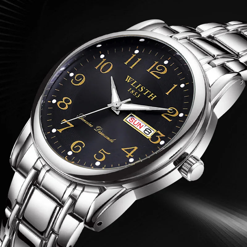 Orologio di lusso da donna, orologio al quarzo, orologio da polso digitale, impermeabile, con calendario e display illuminato; stile alla moda e professionale, adatto anche agli uomini.