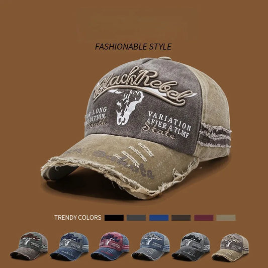 Neue coole Herren-Baseballcap aus gewaschener Baumwolle im Retro-Stil für alle Jahreszeiten – Outdoor-Sportkappe für Herren als Accessoire