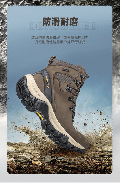 HUMTTO Buty trekkingowe męskie wodoodporne buty myśliwskie taktyczne pustynne buty bojowe za kostkę do trekkingu dla mężczyzn i kobiet ciepłe skórzane sneakersy