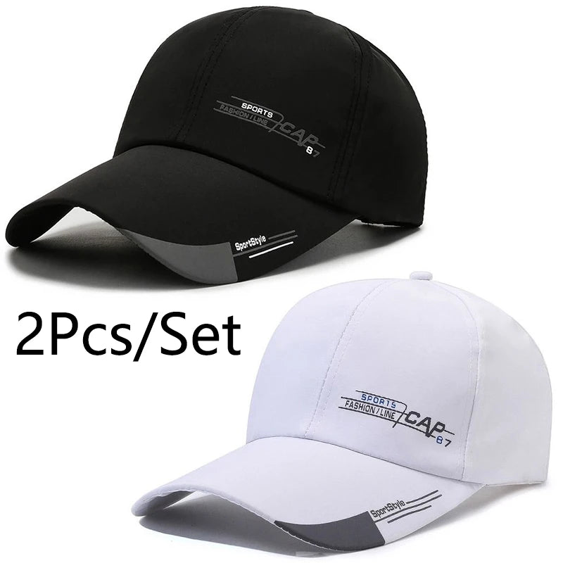 2 stk./sæt udendørs baseballkasket til mænd, enkel bogstav-jacquard, duckbill-kasket, street-sport, solbeskyttelse, baseballkasket til unisex