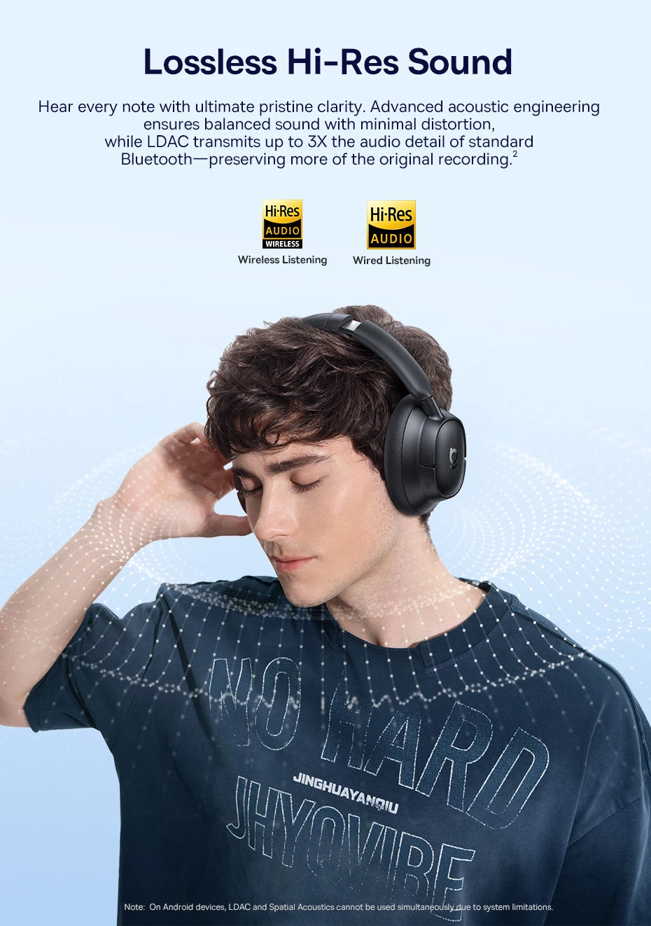 Baseus Bass EH10 NC Wireless Headphones Bluetooth 6.0 Noise Canceling 45dB Over Ear Headset Spatial Audio Earphone 80H Time