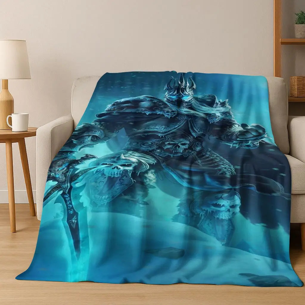 Pătură din flanel WOW World of Warcraft Arthas Demon Illidan Sylvanas, pled moale și confortabil pentru casă, dormitor, pat, canapea, husă, cadou