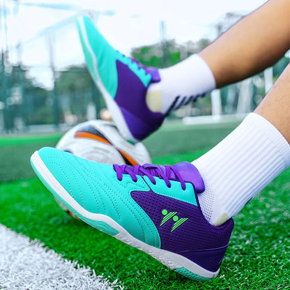 Nouvelles Chaussures de Football Montantes pour Hommes de Haute Qualité – Crampons Antidérapants pour Gazon et Futsal, Idéales pour Matchs en Salle et Sports de Plein Air – Meilleures Ventes