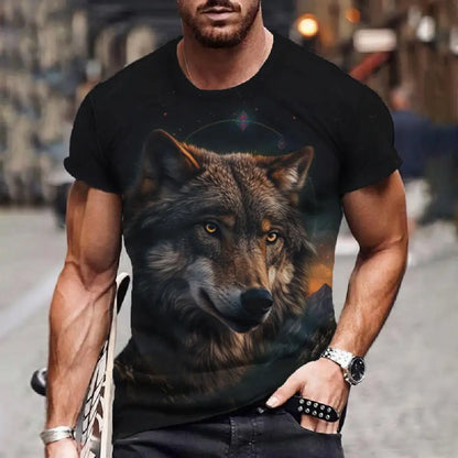 Wolf T-Shirt 3d Digital Animal Print Graphic camisa hombre Causal Tees Short Sleeves Comfortable Pullover Tops Men's Clothing