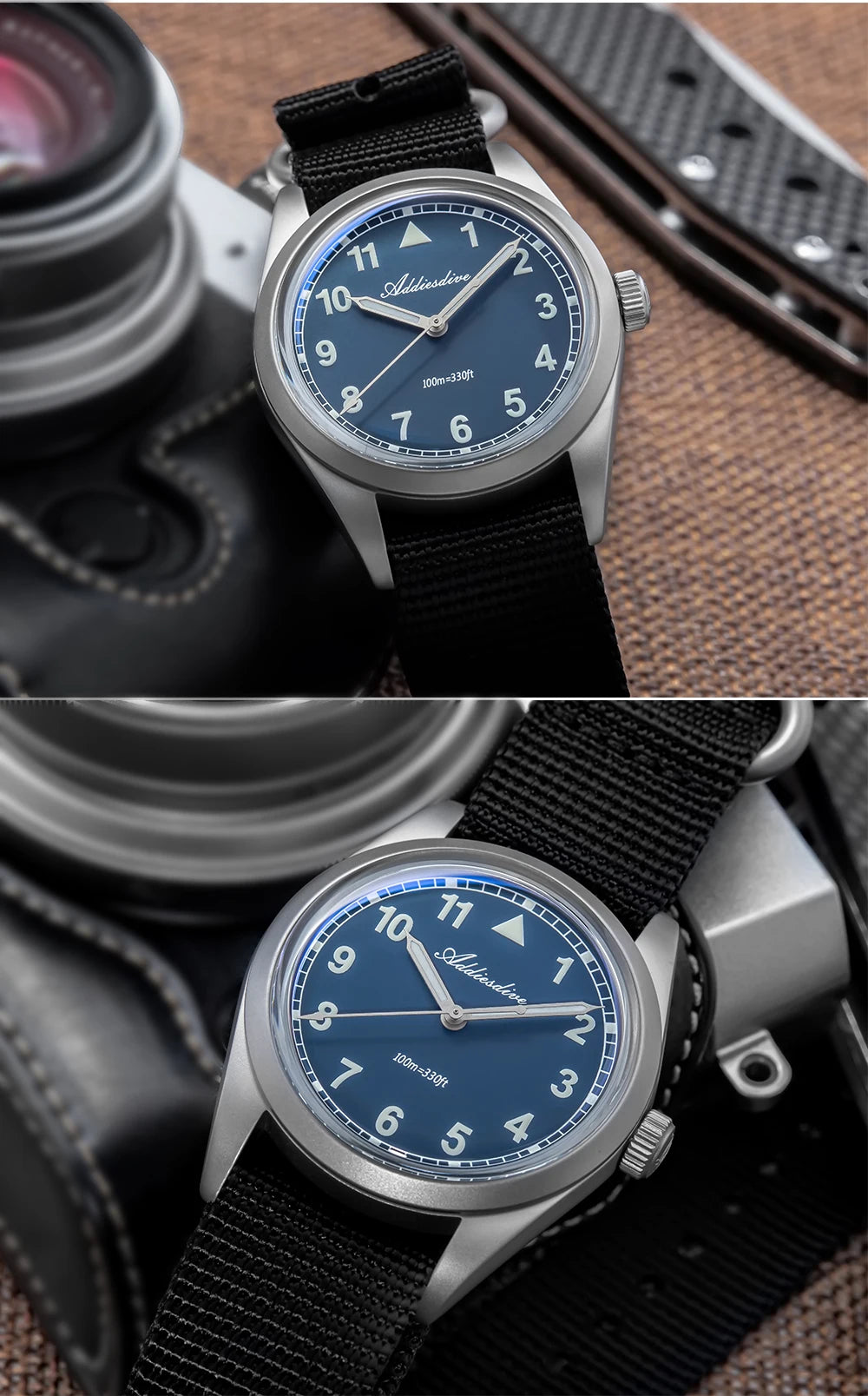 ADDIESDIVE luxus kvarc karóra férfiaknak, új, 36 mm-es, AR-bevonatú buboréküveggel, AD2079, világító, 100 m-es vízállóság, rozsdamentes acél, férfi ajándék